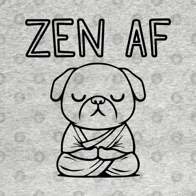 Cute Zen AF Meditating Cartoon Monk Pug Dog (outlines) by Elvdant